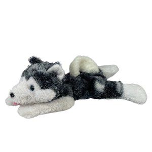 Classic Toy Co Husky Dog Wolf 24" Plush Stuffed Pillow Toy Laying Down Blue Eyes